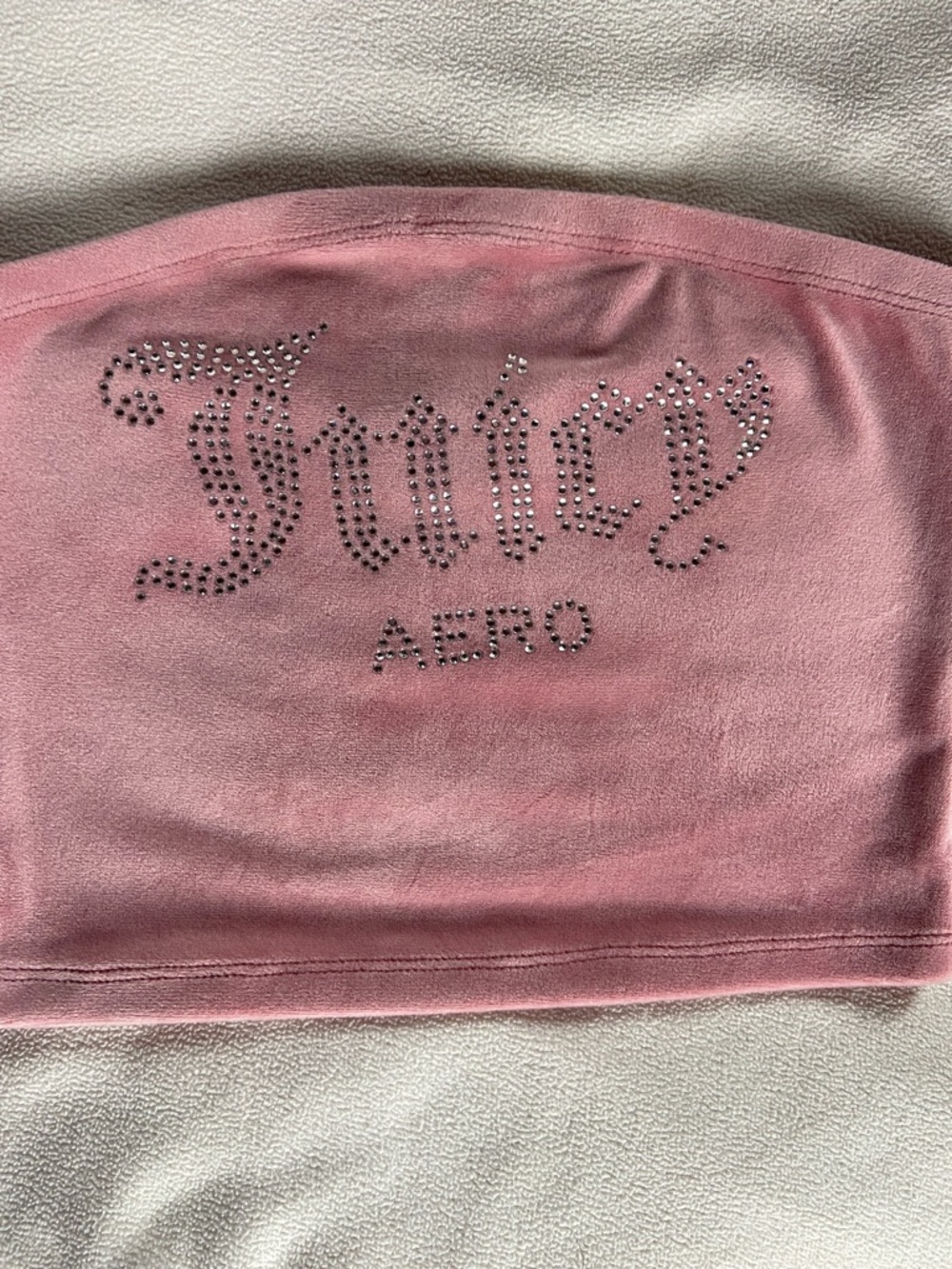 Juicy Couture Pink Velour Rhinestone Logo Tube Top